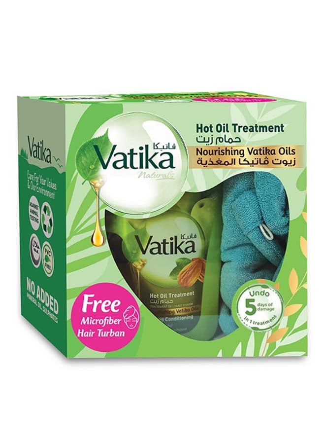 Vatika Naturals Hot Oil Treatment Olive And Almond With Microfiber Towel Multicolour 1kg  - Image 1