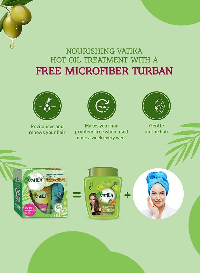 Vatika Naturals Hot Oil Treatment Olive And Almond With Microfiber Towel Multicolour 1kg  - Image 3