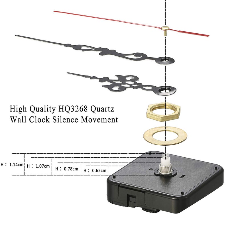Lancardo HQ3268 Quartz Wall Clock Silence Movement, 0.6" Maximum Dial Thickness, 4.8" Hand Shaft Length - Image 4