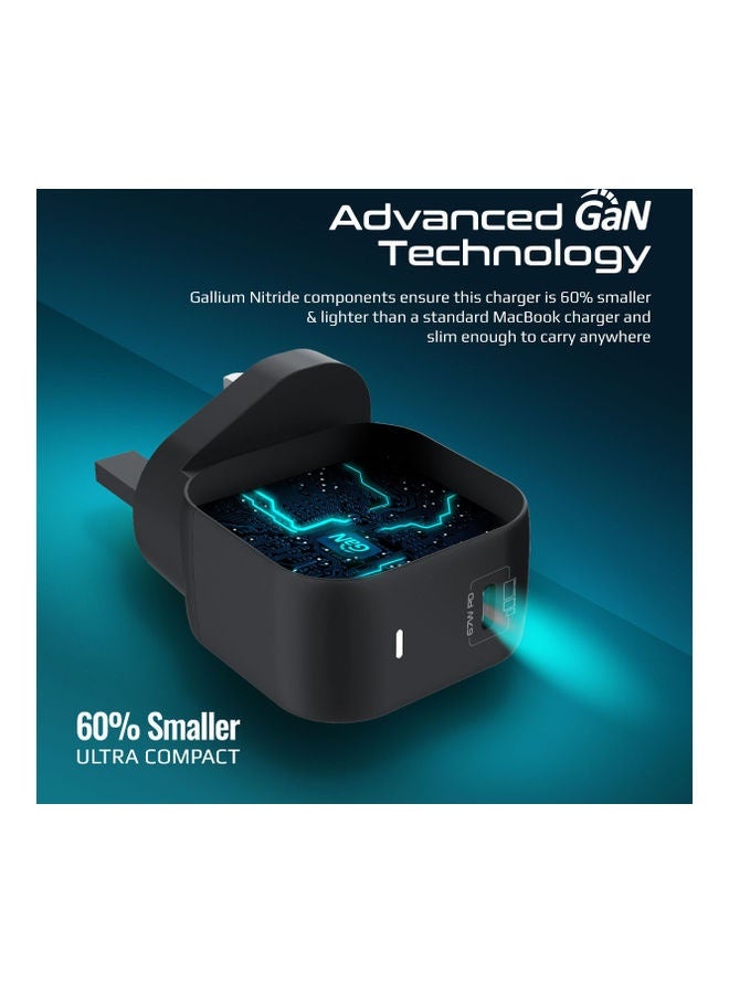 ريبنيو شاحن آيفون، شاحن فائق السرعة 67 واط USB-C GaNFast أسود - Image 2