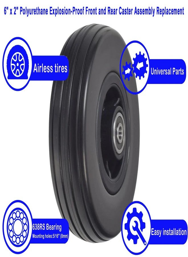 ActveMob 6"x2" Caster Wheel Assembly,6"x2" Front and Rear Caster Wheel for the Jazzy 600 ES,Mobility Power Chairs Replacement Wheels Parts,Polyurethane Solid Tires and W/Bearings,WHLASMB2131,Black 1Pr. - Image 3