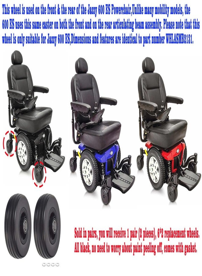 ActveMob 6"x2" Caster Wheel Assembly,6"x2" Front and Rear Caster Wheel for the Jazzy 600 ES,Mobility Power Chairs Replacement Wheels Parts,Polyurethane Solid Tires and W/Bearings,WHLASMB2131,Black 1Pr. - Image 2