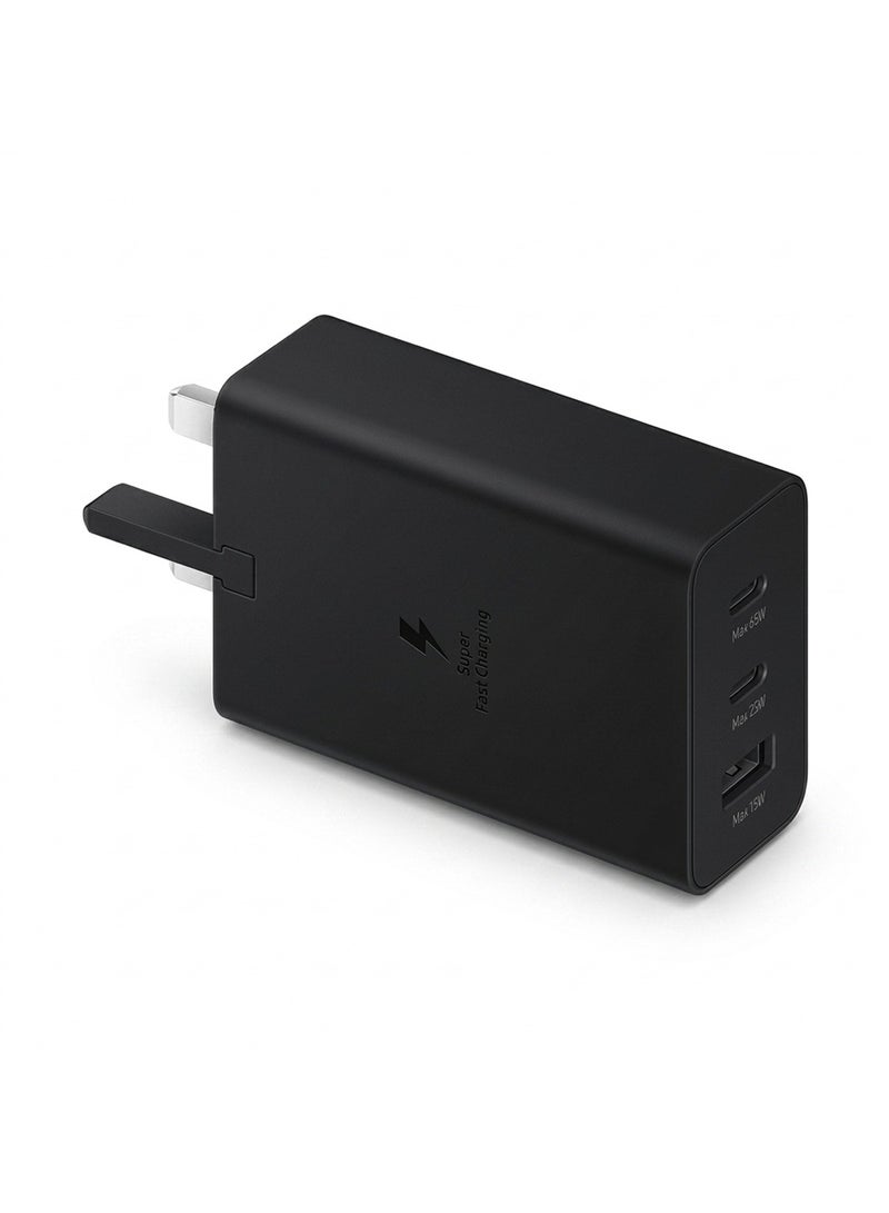 O Ozone 65W Trio Fast Charger Adapter Compatible for Samsung Galaxy S25 Ultra, S24 Ultra, S23 Ultra, S22, Z Fold 6/5, A06 LTE, A55 LTE – Dual Type-C & USB-A Ports - Black - Image 4