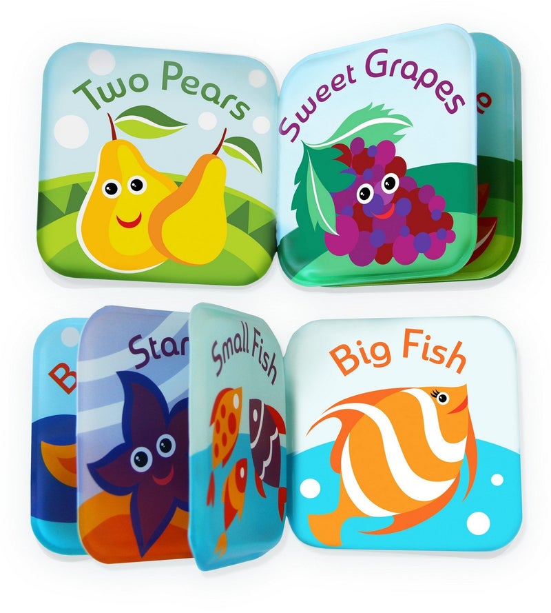 BabyBibi Floating Baby Bath Books Set of 4 - Bath Books for Babies, Infants - Waterproof, Mold-Free Bath Toys for Learning & Early Education (Fruit, Ocean, ABC, Numbers Books) - Image 4
