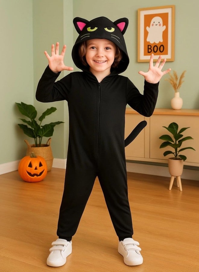 إيشو زي قطة سوداء للأطفال من إيشو، أزياء هالوين للجنسين، بدلة قطة سوداء قطعة واحدة، ملابس تنكرية للأولاد والبنات من 3 إلى 12 سنة - Image 4