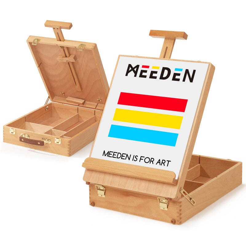 MEEDEN MEEDEN ExtraLarge Tabletop Easel Solid Beech Wood Table Top Easels for Painting Canvas Sketchbox Easel Table Art Easel for Adults  Artist Art Supplies Storage BoxHold Canvas Up to 28
