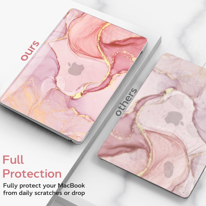 B BELK Compatible with MacBook Air 13 inch Case 2021 2020 2019 2018 M1 A2337 A2179 A1932 Touch ID,Plastic Laptop Hard Shell+2 Keyboard Cover+Screen Protector for MacBook Air 13.3 inch Case,Pink Marble - Image 5