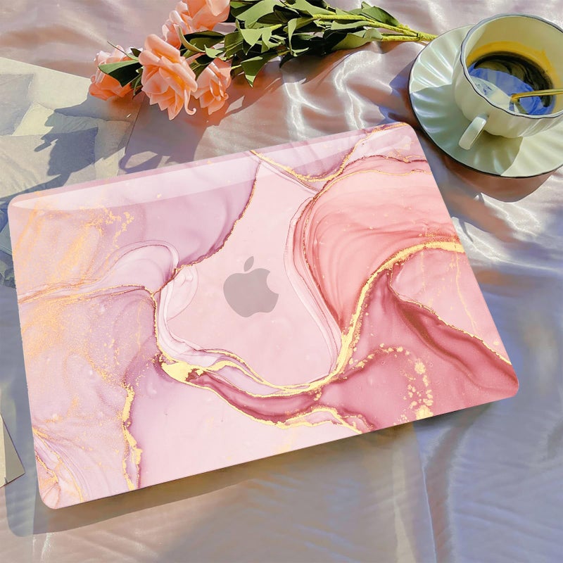 B BELK Compatible with MacBook Air 13 inch Case 2021 2020 2019 2018 M1 A2337 A2179 A1932 Touch ID,Plastic Laptop Hard Shell+2 Keyboard Cover+Screen Protector for MacBook Air 13.3 inch Case,Pink Marble - Image 3