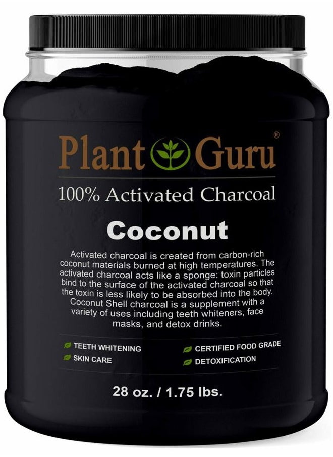Plant Guru - Activated Charcoal Powder Bulk - 1.75 lbs. Jar, COCONUT - Food Grade Kosher Non-GMO - Teeth Whitening, Facial Mask and Soap Making. Promotes Natural Detoxification and Helps Digestion - Image 1