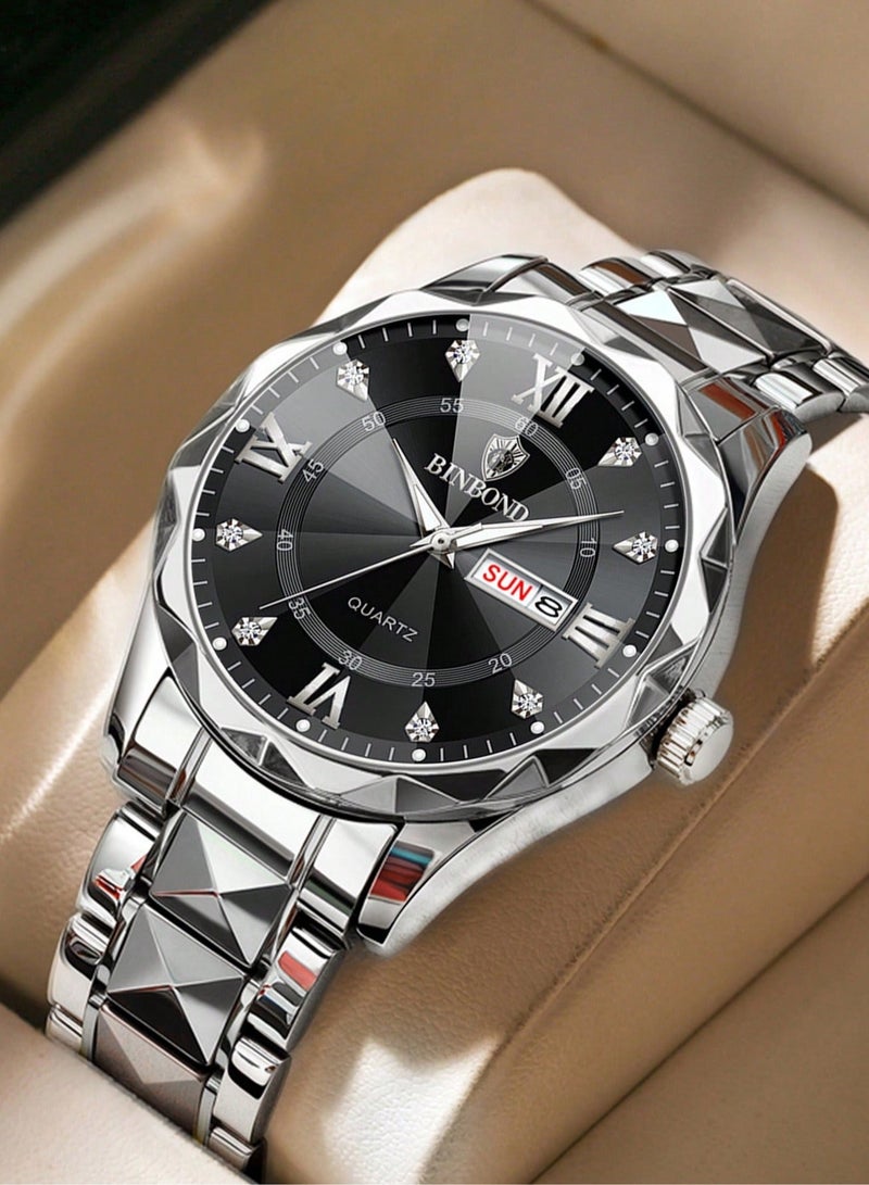 بينبوند ساعات رجالية كوارتز ساعة أفضل ماركة فاخرة موضة مقاومة للماء أسبوع تاريخ ساعة رياضية رجالية ساعة يد رجالية من الفولاذ المقاوم للصدأ - Image 1