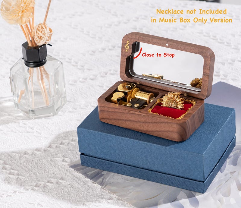 BELLA GLOBE You are My Sunshine Music Boxes Sunshine Gift for Women Mom Daughter Wife Grandma Sunflower Gifts for Girlfriend Walnut Wood You are My Sunshine Jewelry Music Box - Image 4