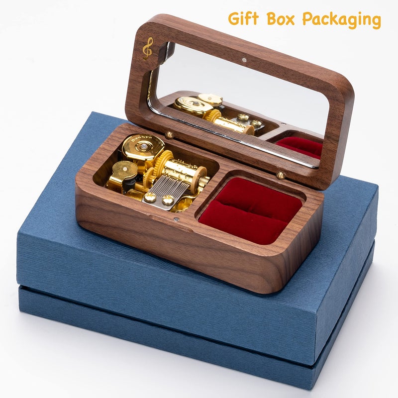 BELLA GLOBE You are My Sunshine Music Boxes Sunshine Gift for Women Mom Daughter Wife Grandma Sunflower Gifts for Girlfriend Walnut Wood You are My Sunshine Jewelry Music Box - Image 3