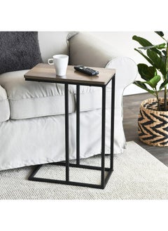Household Essentials Household Essentials Ashwood Industrial Narrow End Table | Metal C Shaped Frame And Rectangle Faux Wood Top, C Table  - Image 2