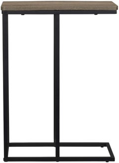 Household Essentials Household Essentials Ashwood Industrial Narrow End Table | Metal C Shaped Frame And Rectangle Faux Wood Top, C Table  - Image 5
