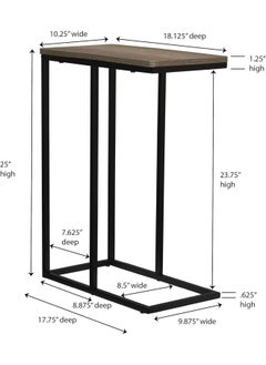 Household Essentials Household Essentials Ashwood Industrial Narrow End Table | Metal C Shaped Frame And Rectangle Faux Wood Top, C Table  - Image 3