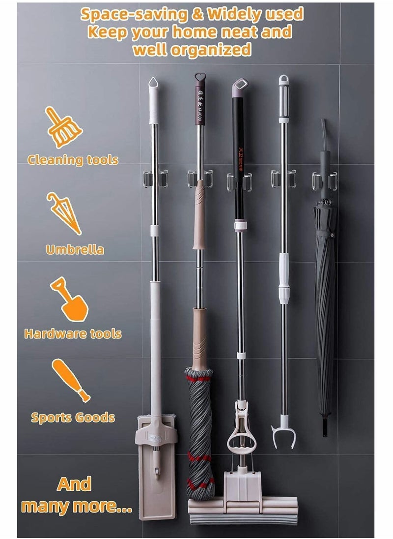 Y&D Broom Mop Holder, Holders 5 PCS, Sweeping Brush Organizers Wall Mounted Anti-Slip, Holder Hook For Pole And Broom, Tidy Tools Organiser Storage  - Image 5