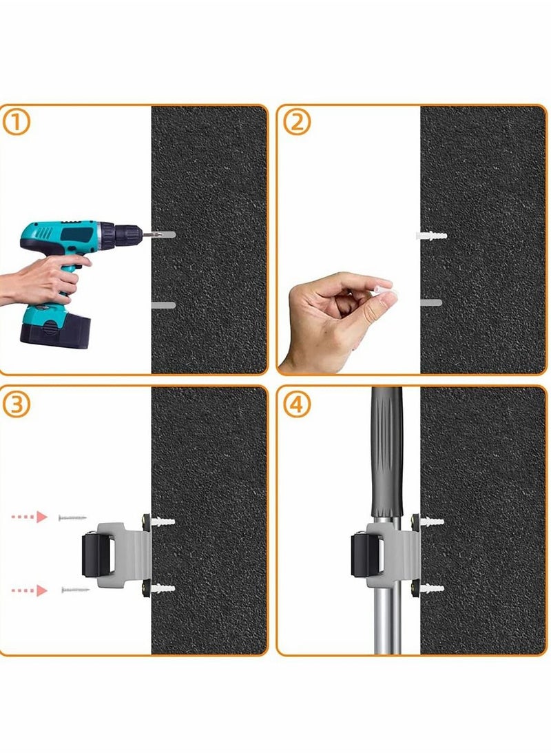 Y&D Broom Mop Holder, Holders 5 PCS, Sweeping Brush Organizers Wall Mounted Anti-Slip, Holder Hook For Pole And Broom, Tidy Tools Organiser Storage  - Image 3