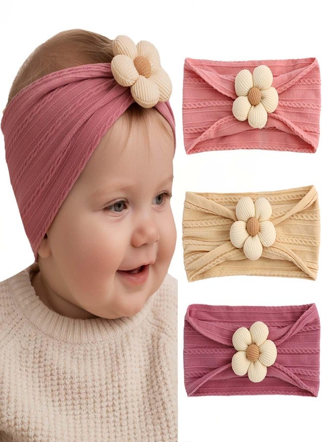 ووي طوق رأس مزين بالزهور من Woeoe للفتيات الصغيرات، مصنوع من النايلون، مع فيونكات، وطوق شعر مطاطي، وإكسسوارات شعر للأطفال حديثي الولادة والرضع. - Image 1