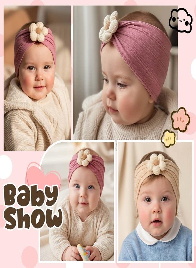 ووي طوق رأس مزين بالزهور من Woeoe للفتيات الصغيرات، مصنوع من النايلون، مع فيونكات، وطوق شعر مطاطي، وإكسسوارات شعر للأطفال حديثي الولادة والرضع. - Image 3