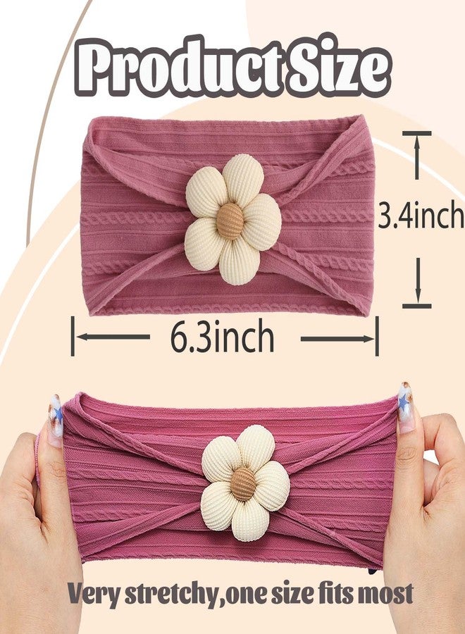 ووي طوق رأس مزين بالزهور من Woeoe للفتيات الصغيرات، مصنوع من النايلون، مع فيونكات، وطوق شعر مطاطي، وإكسسوارات شعر للأطفال حديثي الولادة والرضع. - Image 4