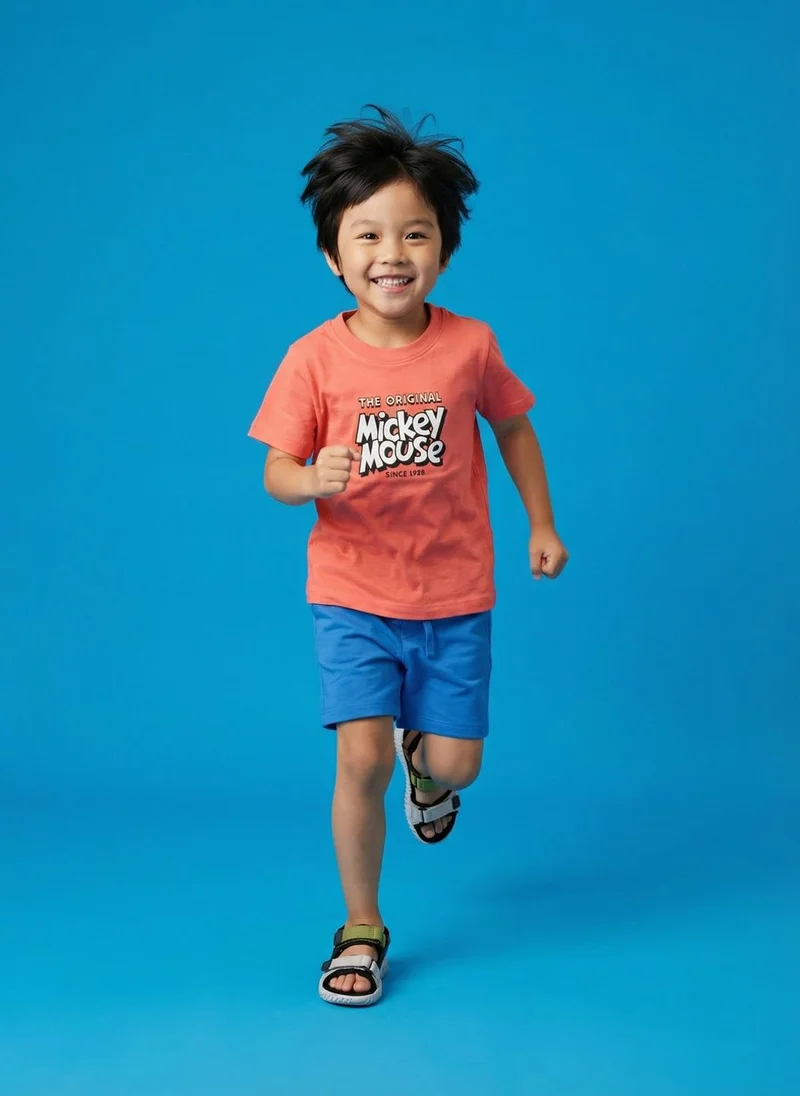 Nautinati  Nautinati Boys Mickey Mouse Printed Regular Fit Round Neck T-shirt and Shorts Set for Men | Best Price UAE
