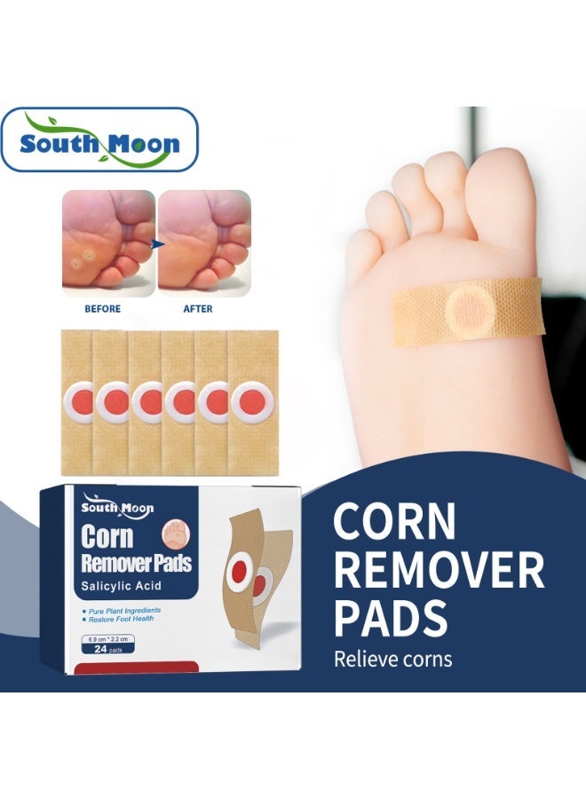 SOUTH MOON 24 Pcs Foot Corn Removal Patch, Fast and Effective Callus Removal Plaster, Natural Ingredients Treatment for Corns and Plantar Warts, Corn Callus Treatment for Feet, Blister Protection Patches for Corns and Calluses, Relief Pain From Calluses Corns Blisters - Image 1