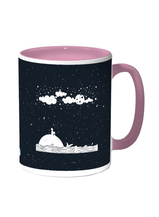 RKN Moon And Stars Printed Coffee Mug Black/Pink 11ounce - Image 1