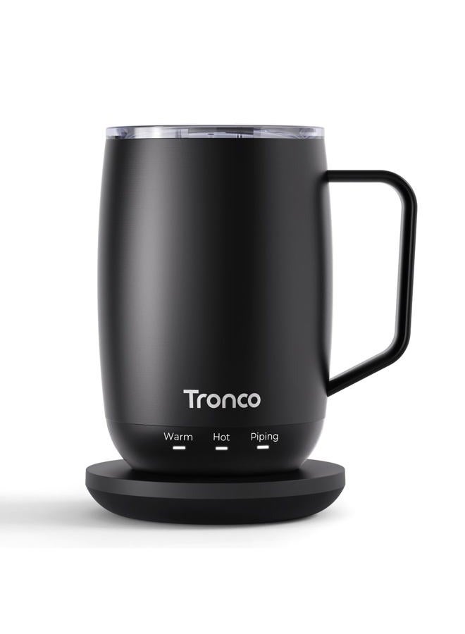 tronco Temperature Control Heated Coffee Mug – Rechargeable Self-Heating Smart Mug with Lid, 14 oz (Burgundy) - Image 1