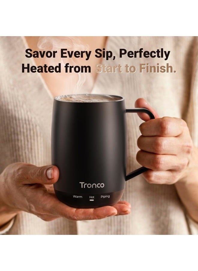tronco Temperature Control Heated Coffee Mug – Rechargeable Self-Heating Smart Mug with Lid, 14 oz (Burgundy) - Image 2