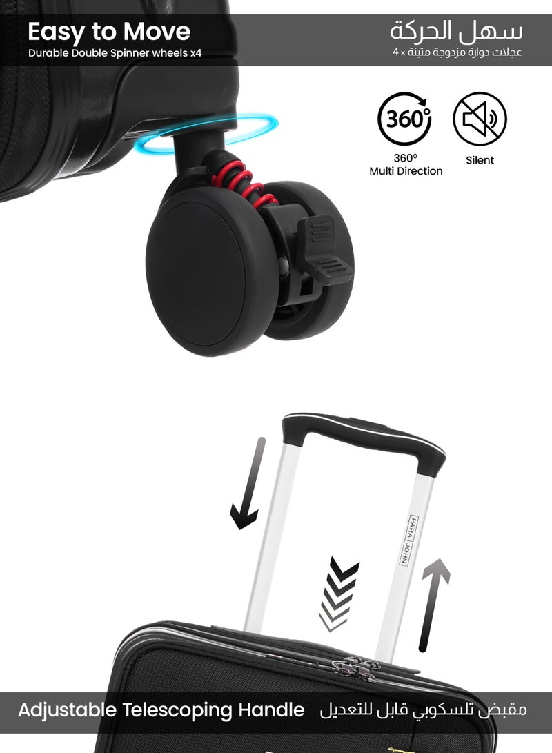 Parajohn Front Open Cabin Size 20 inches luggage with Premium ABS +Nylon Material- 55 cms carrying 10kg|8 Wheels Hard Sided Trolley - Image 3