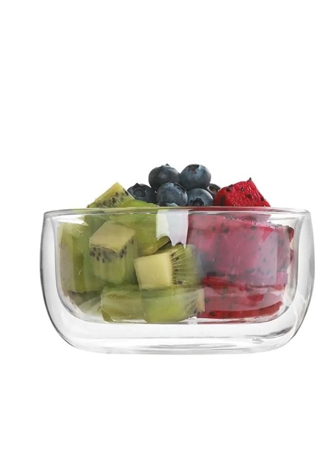 Generic Double Wall Heat Resistant Clear Glass Bowl for Fruit Salad and Ice Cream - (450 ml)  - Image 1