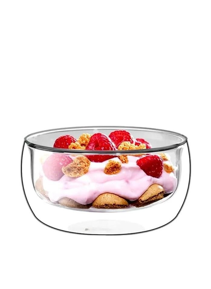 Generic Double Wall Heat Resistant Clear Glass Bowl for Fruit Salad and Ice Cream - (450 ml)  - Image 2