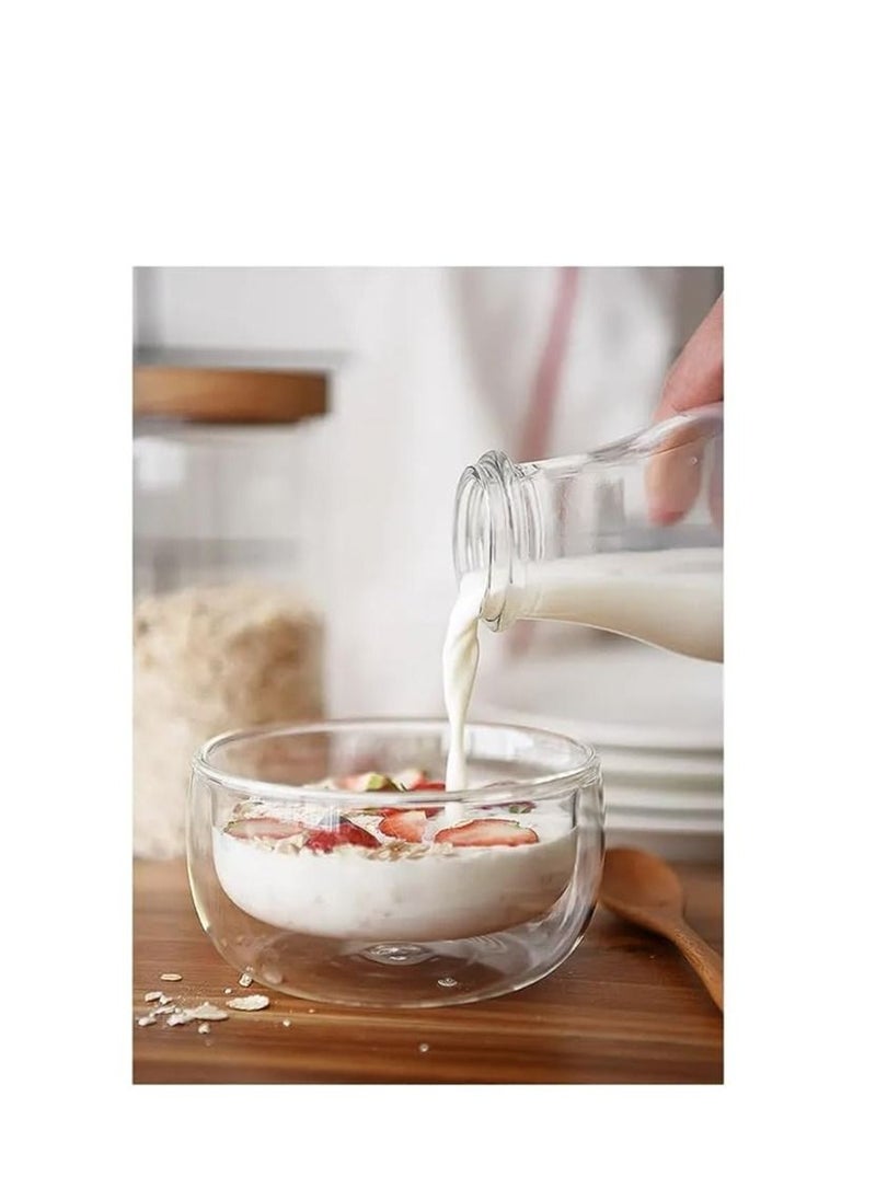 Generic Double Wall Heat Resistant Clear Glass Bowl for Fruit Salad and Ice Cream - (450 ml)  - Image 5