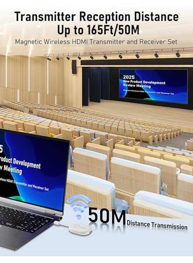 Lemorele Wireless HDMI Transmitter Receiver, 2000mAh Battery, 8 Transmitters for 1 Receiver, 50m Range, Full HD 1080P, Compatible with PC/TV/Projector, for Conferences and Classes - Image 3
