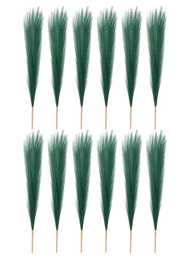 باتيكيل عشب البامباس الصناعي من باتيكيل، بطول 17 بوصة، 12 قطعة، ديكور بوهيمي لتزيين المنزل، سيقان صناعية طويلة ورقيقة لحفلات الزفاف وتزيين المزهريات وقطع الزينة المركزية، أخضر داكن - Image 1