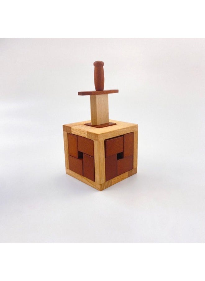 Pyramid Code Lock Wooden Unlock Box Level 10 Difficulty Brain Burning Toy Palace Bamboo Waiter Tray-Color:Holy Sword Puzzle  - Image 1