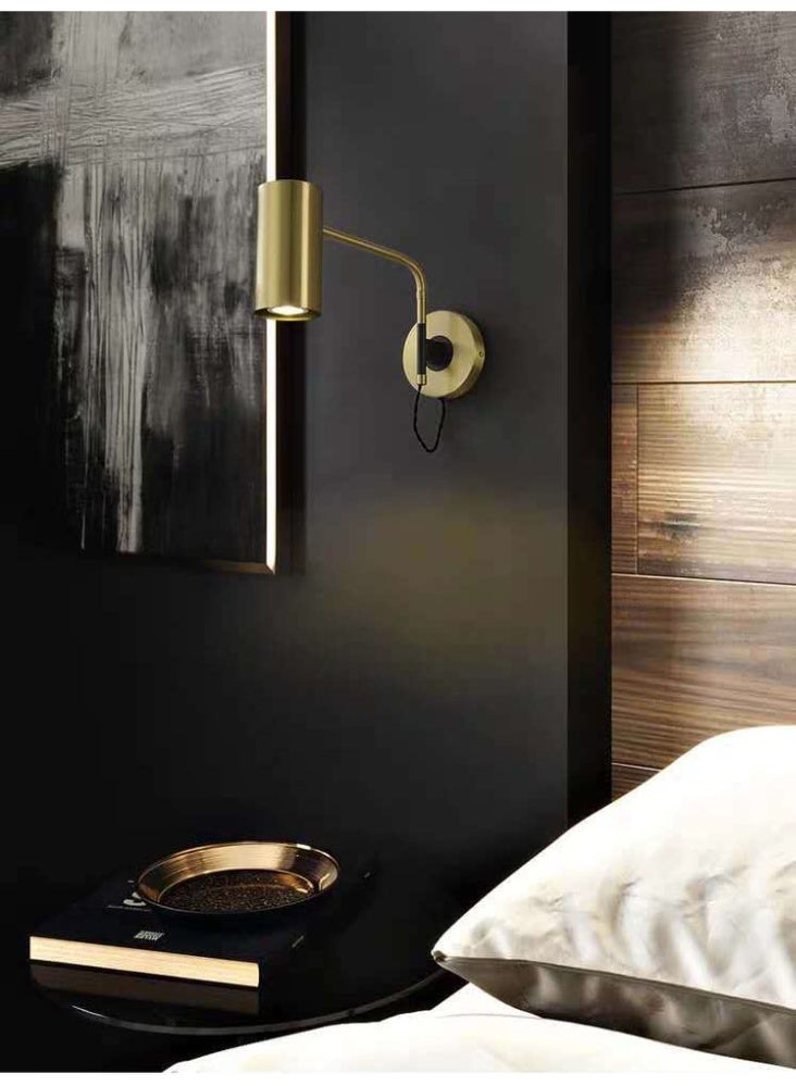 Golden Modern Cylindrical Wall Reading Lamp - Image 3