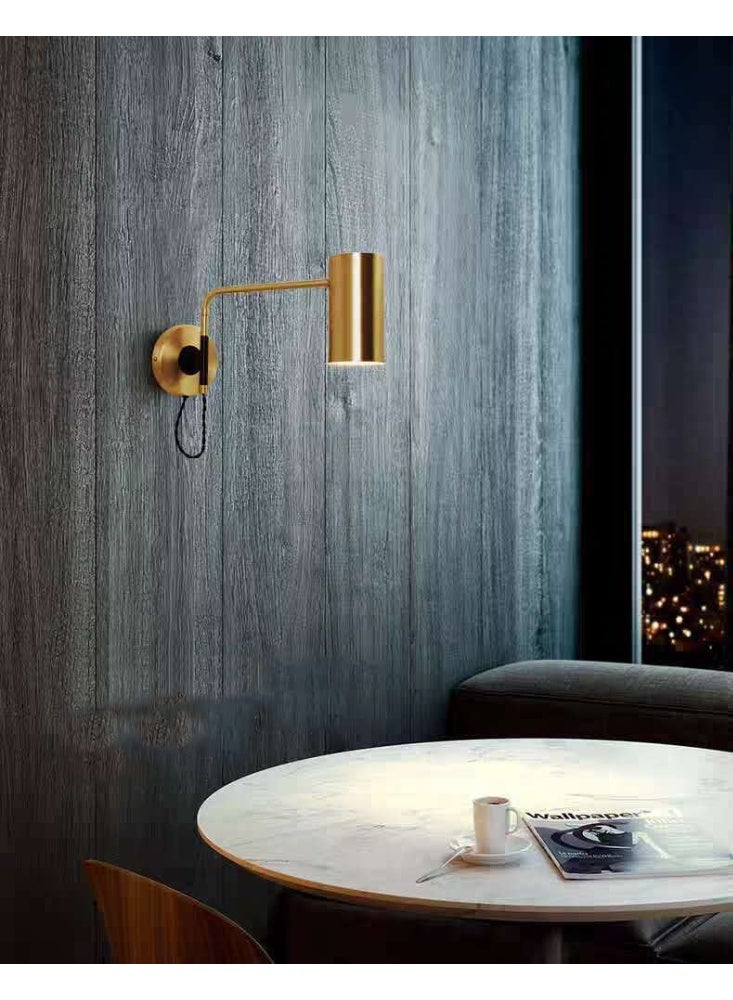 Golden Modern Cylindrical Wall Reading Lamp - Image 4