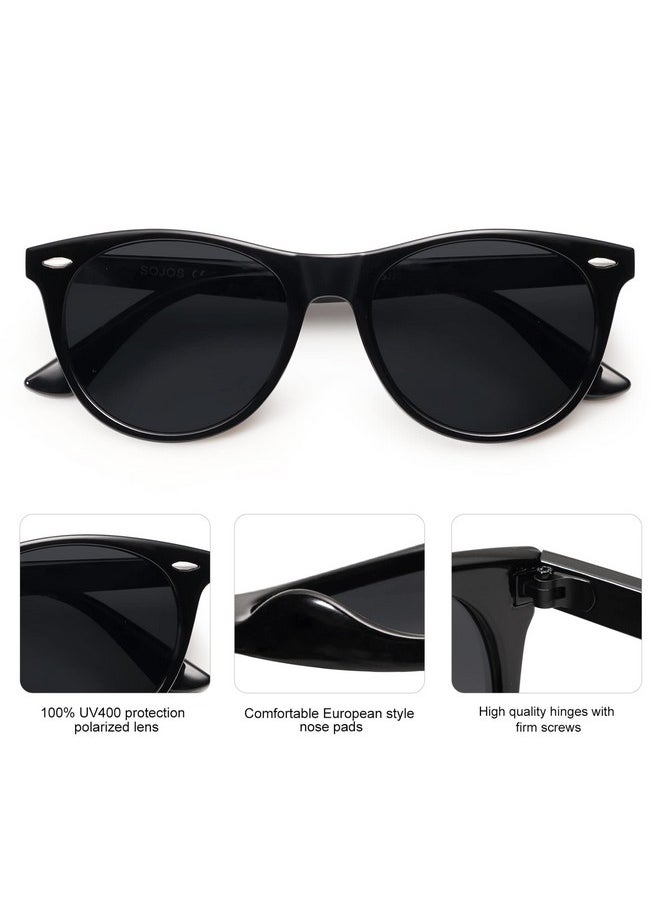 Sojos Classic Polarized Sunglasses For Women Men Small Uv400 Lenses Sj2076 With Black/Grey  - Image 3