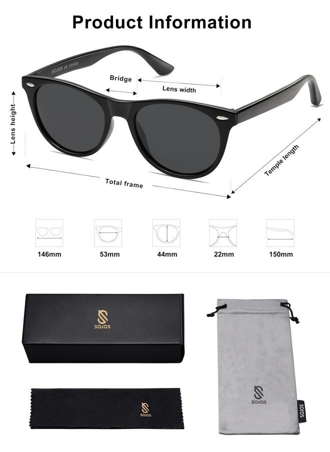 Sojos Classic Polarized Sunglasses For Women Men Small Uv400 Lenses Sj2076 With Black/Grey  - Image 4