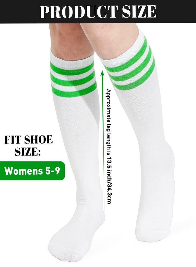 Zhanmai 10 Pairs Knee High Socks for Women Tube Long Striped Socks White Black Soft Athletic Casual Roller Skate Boot Hose - Image 2