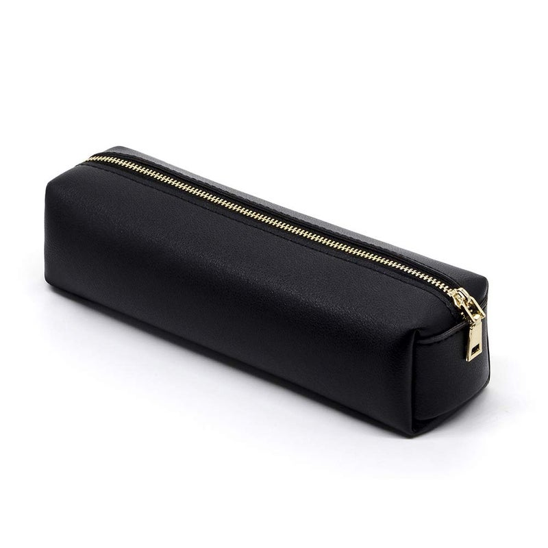 DOBMIT PU Pencil Pen Case Portable Stationery Bag Big Capacity Pencil Pouch Cosmetic Organizer Bag for Woman and Man Black
