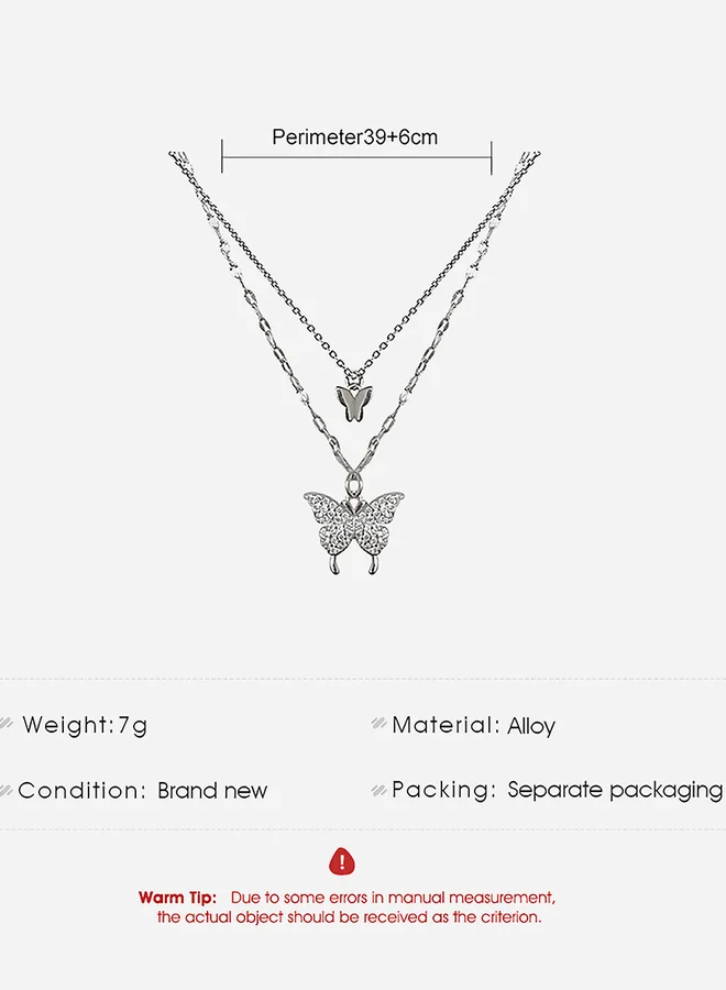 Take Two Rhinestone Butterfly Layered Necklace
