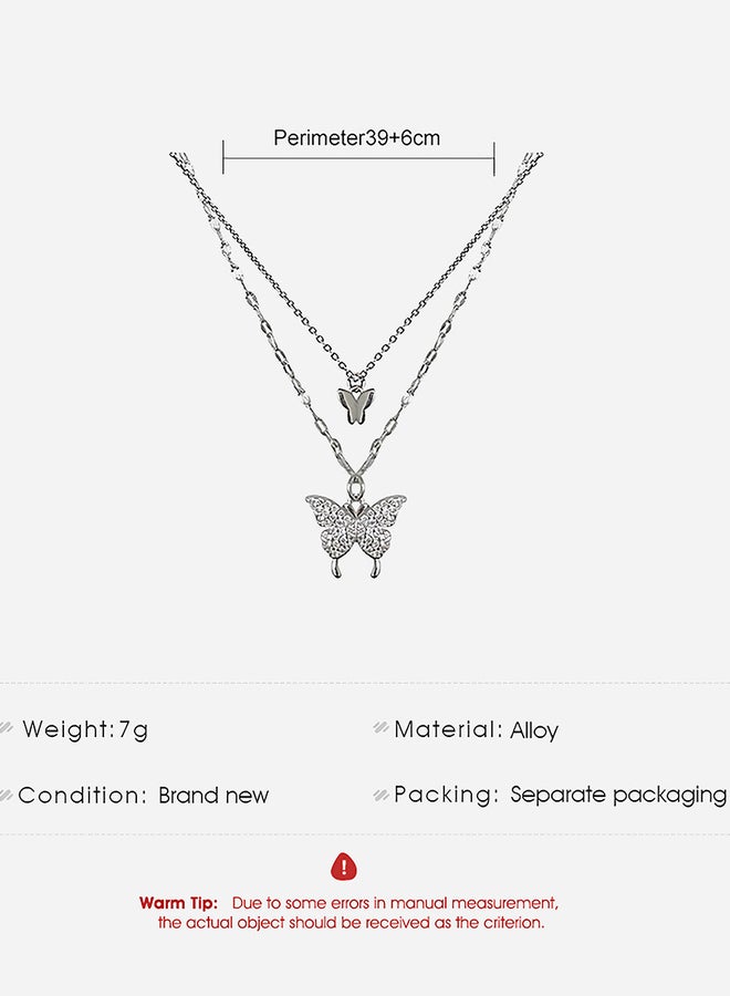 تايك تو عقد فراشة مرصع بالكريستال بطبقات - Image 5