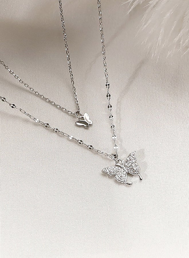 تايك تو عقد فراشة مرصع بالكريستال بطبقات - Image 3