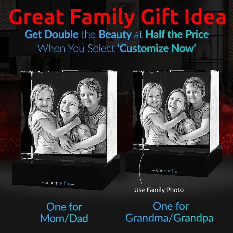 Artpix 3D Crystal Photo Higports for Women زوجة MEN MOM DAD HER GRAY FOLIDALD GIFT مع هدية مخصصة مع هدايا صورتك ثلاثية الأبعاد مخصصة للأزواج - Image 2