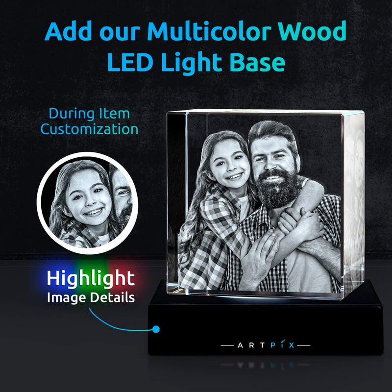 Artpix 3D Crystal Photo Higports for Women زوجة MEN MOM DAD HER GRAY FOLIDALD GIFT مع هدية مخصصة مع هدايا صورتك ثلاثية الأبعاد مخصصة للأزواج - Image 3