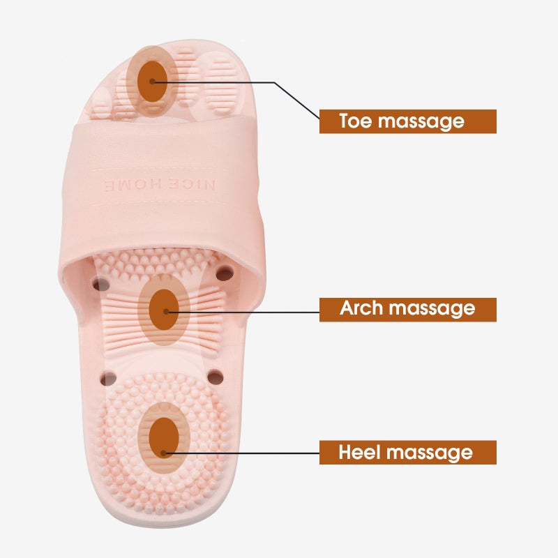 Acupressure Massage Slippers: Black Size S High-elastic Rubber Shock-absorbing Sole - Non-slip Lightweight Breathable Fast Drying for Indoor Bedroom Bathroom After Exercise - Image 3