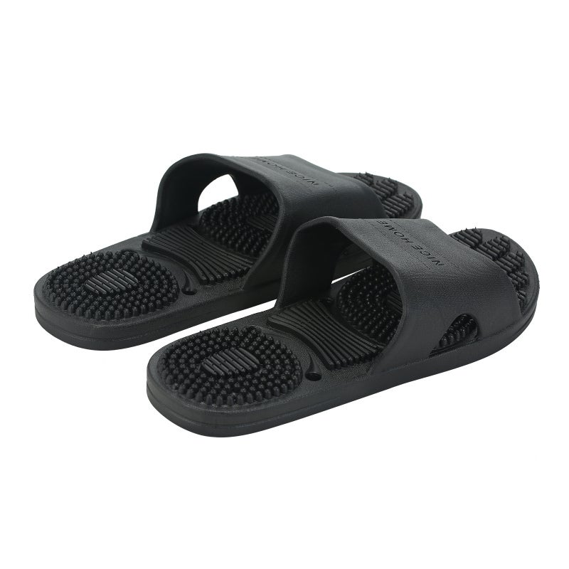 Acupressure Massage Slippers: Black Size S High-elastic Rubber Shock-absorbing Sole - Non-slip Lightweight Breathable Fast Drying for Indoor Bedroom Bathroom After Exercise - Image 5