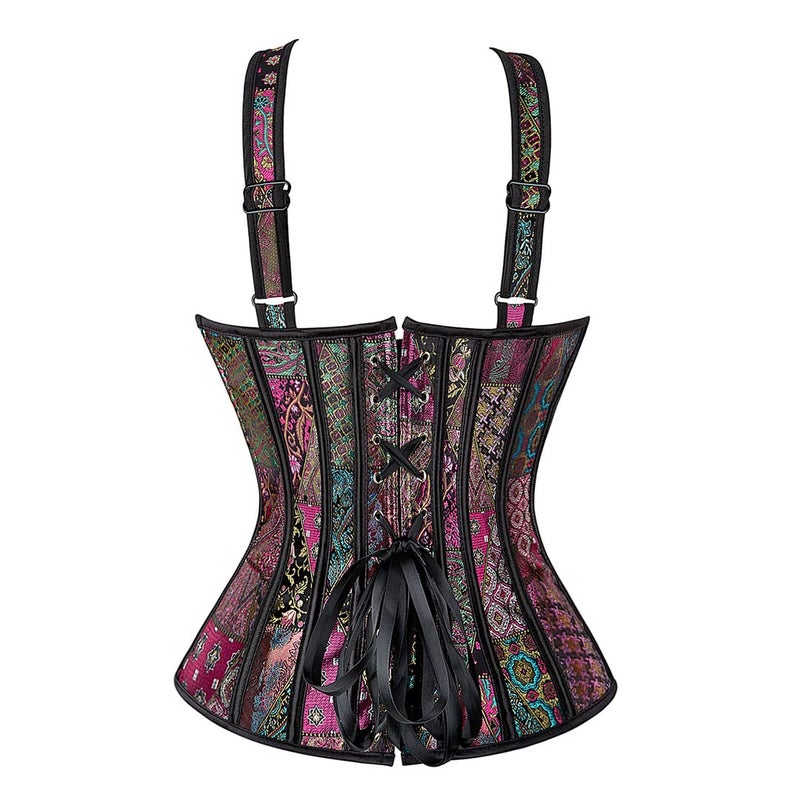 Kranchungel Renaissance Corset Top for Women: Corset with Straps Bustier Themed Parties Costumes for Historical Reenactors Large Purple - Image 3
